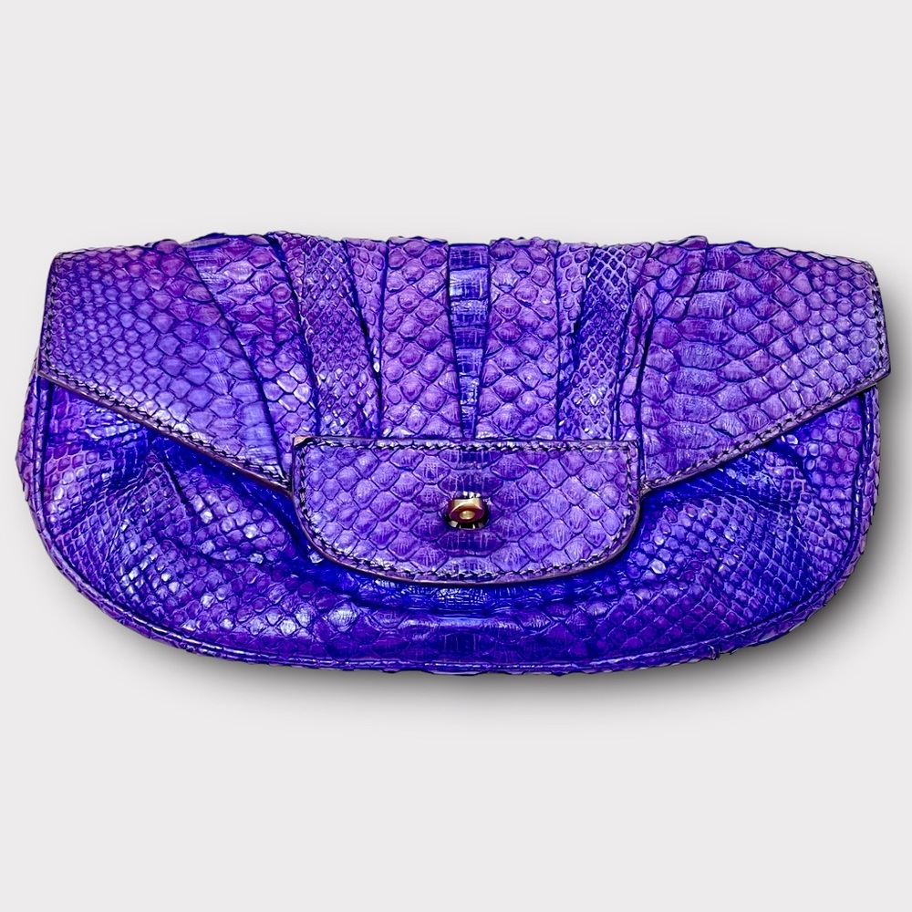Zagliani Handmade Vintage Python Puffy Clutch Bag… - image 1